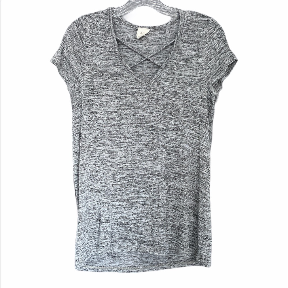 Cross Front Heather Grey Top